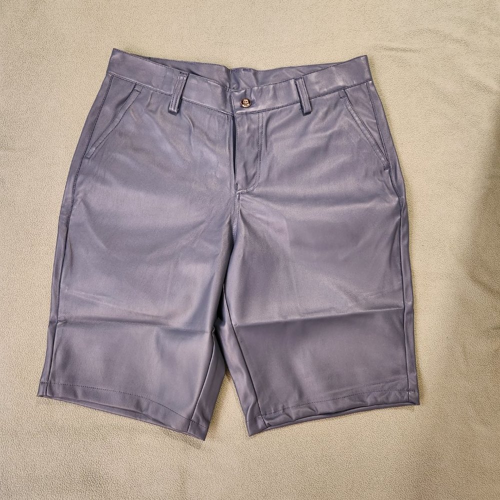 LXE Blue Faux Leather Shorts